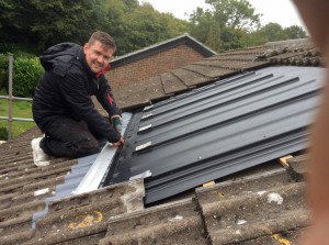 Neil Installing the in roof panel.